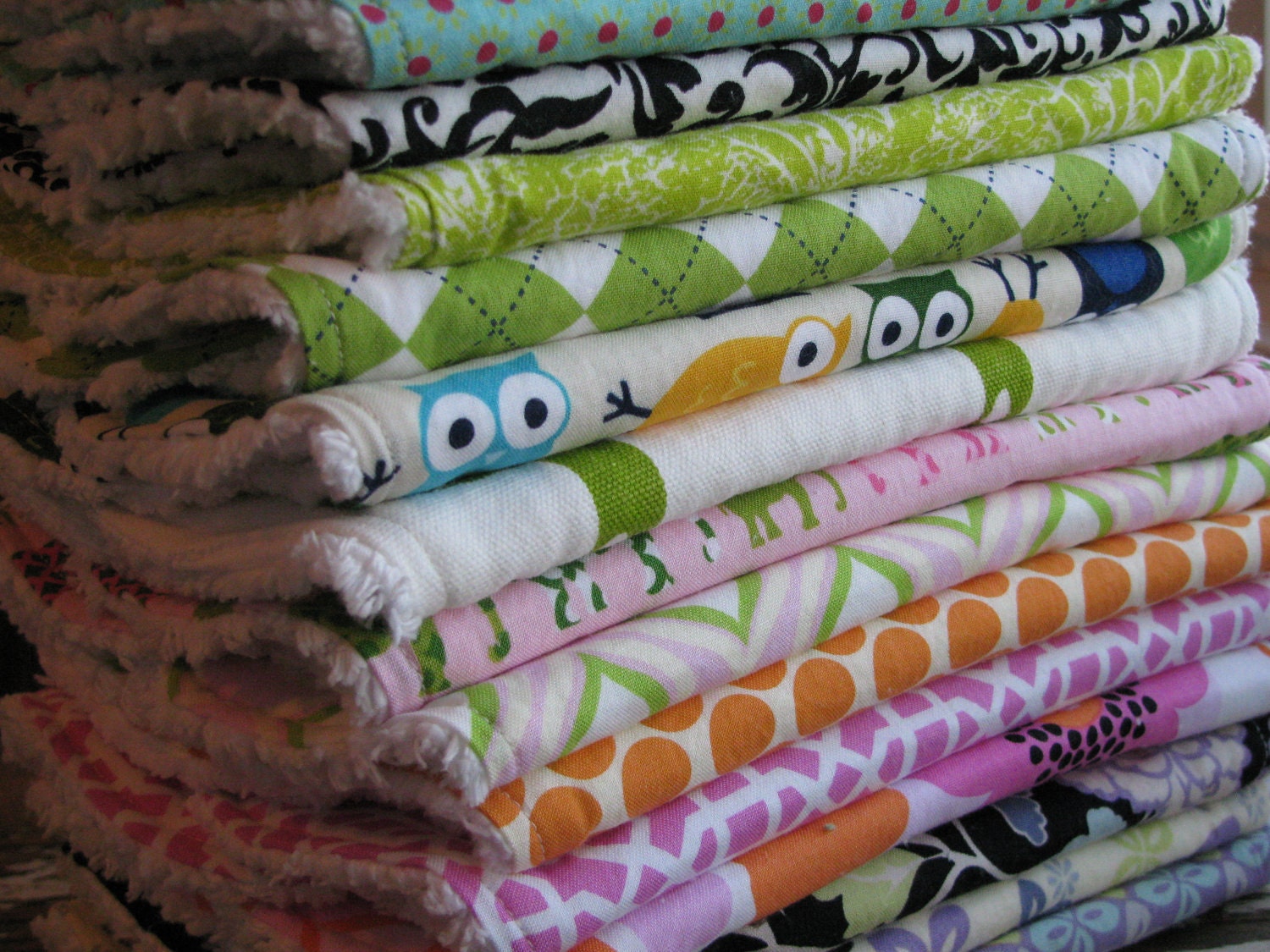 DESIGN YOUR OWN - Set of 7 Baby Burp Cloths - A Week of Burps - You Choose Fabrics