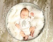 Baby Bodysuit with Grey Elephant applique - Gender Neutral Baby Onesie