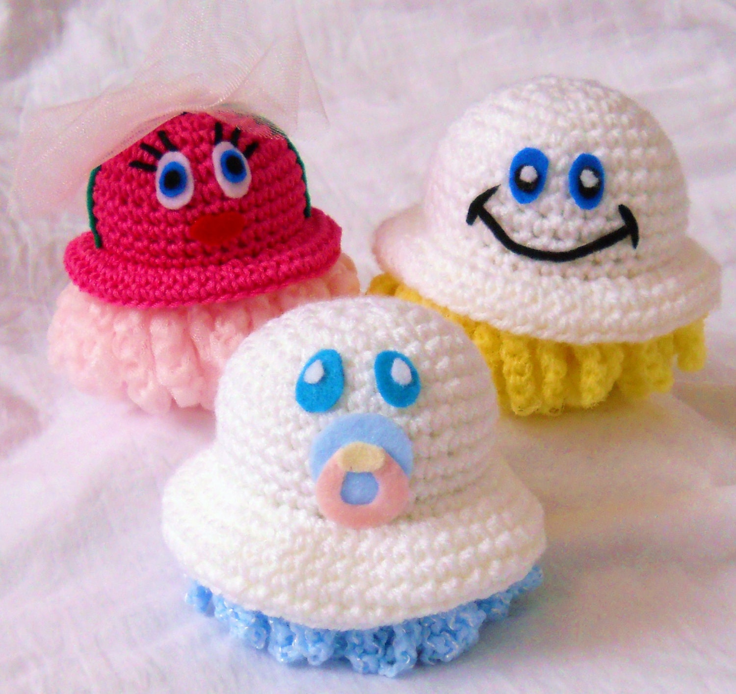 Bathroom and Kitchen Scrubbie Set - Family Scrubbles Set - Crochet Pot Scrubber - Exfoliating Poof - Soft Baby Bathroom Sponge