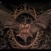 Gothic Taxidermy Bat Goth Curio Black Antique Damask Brass Filigree Neo-Victorian Shadow box frame macabre wall Plaque art
