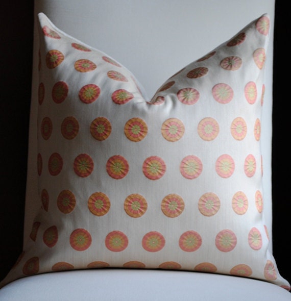 Ready to Ship-Polka Dot Decorative Pillow Cover-20x20-SILK -Accent Pillow-Throw Pillow-Orange-Tangerine--