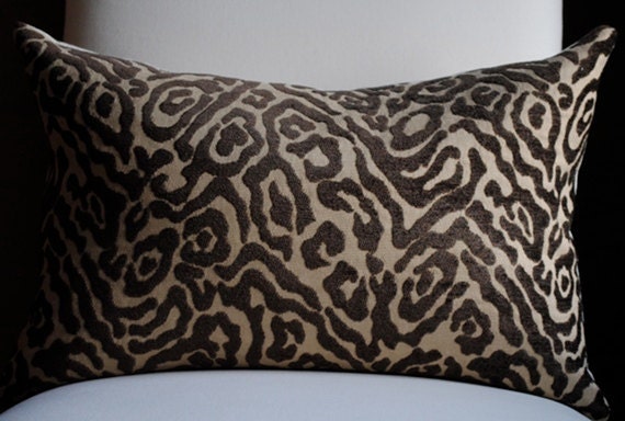 Ready to Ship-Beautiful ANIMAL PRINT Home Decor Pillow Cover- 12x18-Chocolate Brown-Chenille-Toss Pillow-Accent Pillow