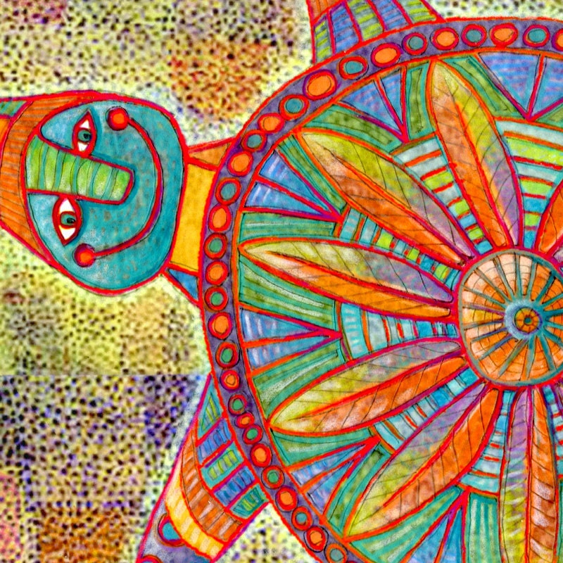 Dancing Flower Print - Creatures Print - Contemporary Art Print of Joy - Reproduction Print - Limited Edition Giclee Print