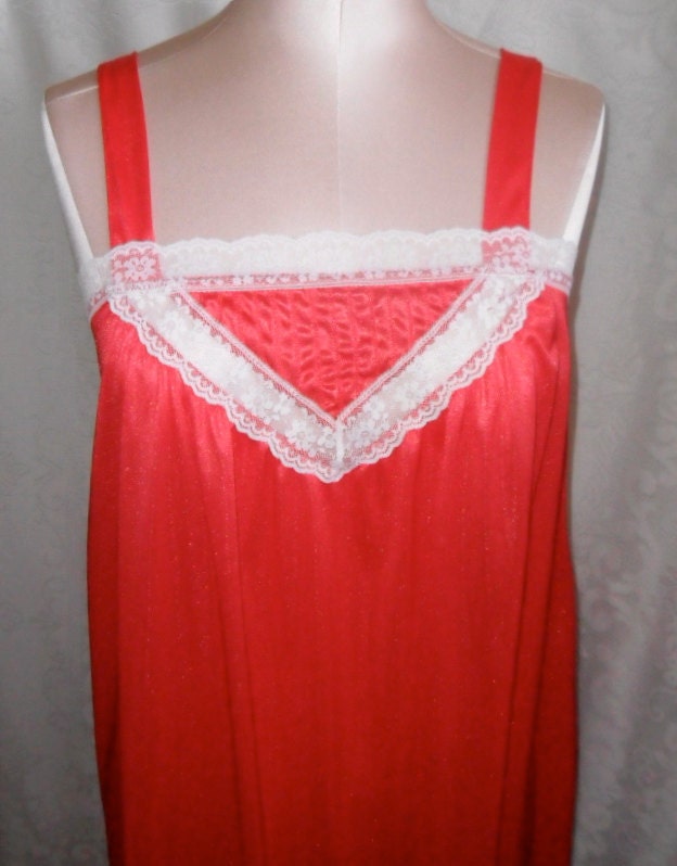 Vintage Nightgown Red Negligee Size 9 JC Penney Enkalure Nylon