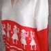 Vintage Sweater V-Neck Golf Pullover Red and White Knit