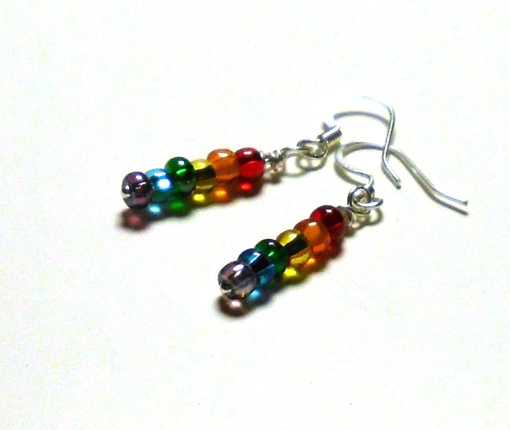 Gay Pride Rainbow Earrings Silver Plated Pair LGBTQ