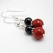 Red Jasper Earrings Black Onyx & Sterling Silver
