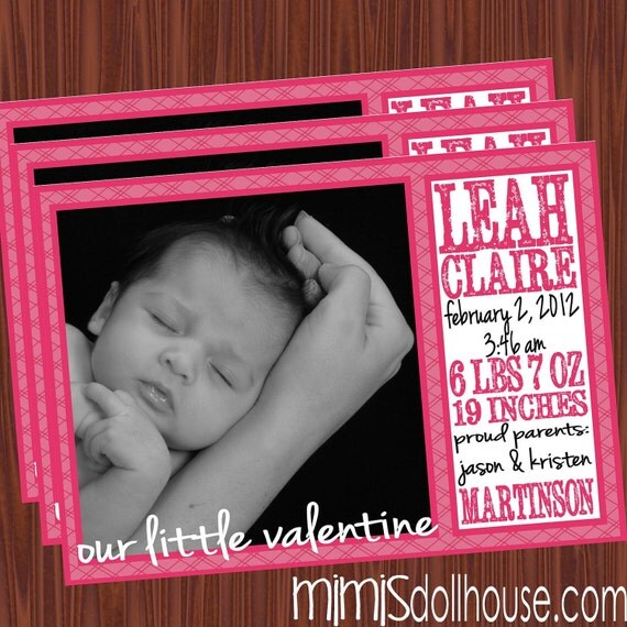 Birth Announcements- Photo Cards- Valentine's Day Baby Announcement JPEG Il_570xn