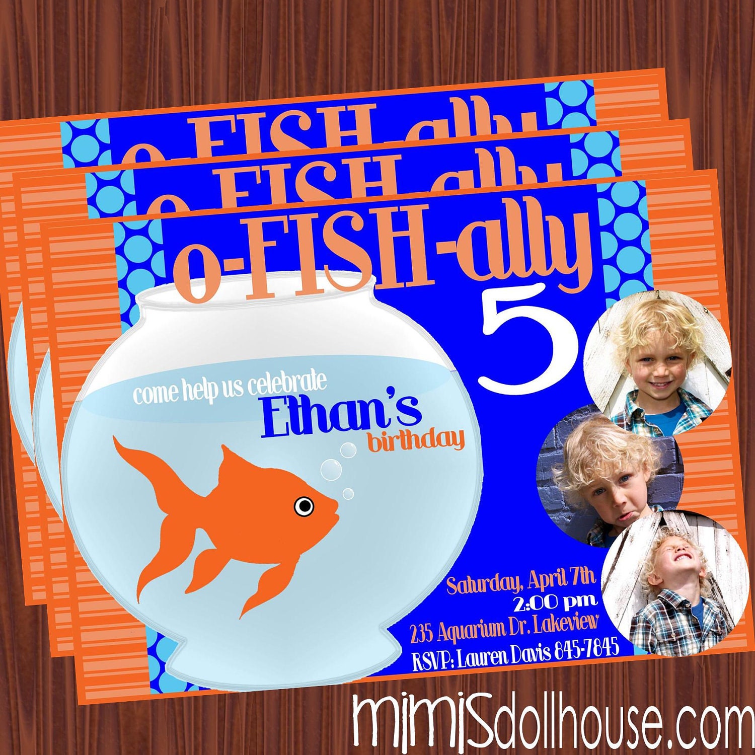 Goldfish Party Invitation-Fish Birthday Invitation PDF/JPEG Il_570xn