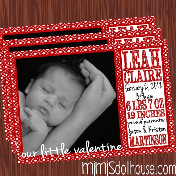 Birth Announcements- Photo Cards- Valentine's Day Baby Announcement JPEG Il_570xn