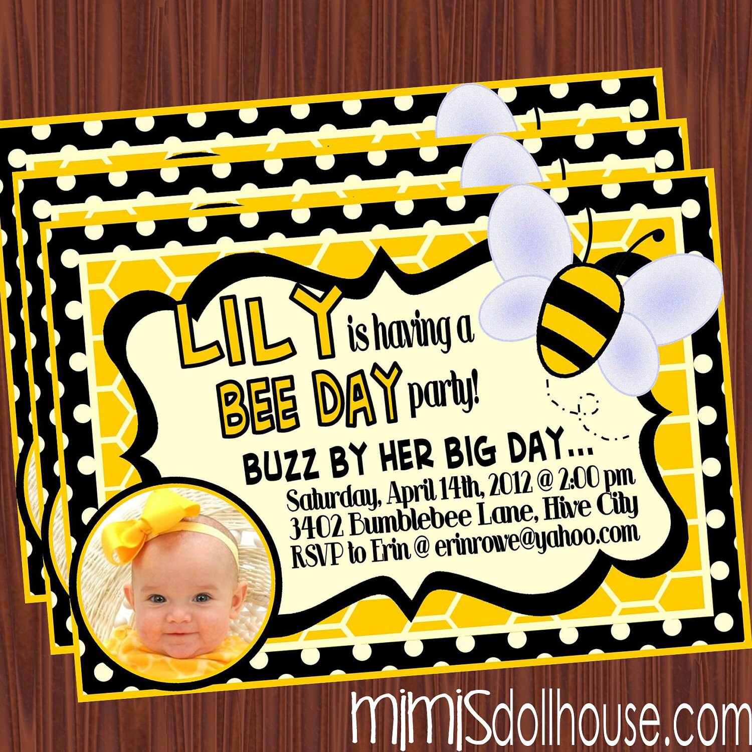Bumblebee Invitation- Bee Invitation- Birthday or Baby Shower PDF/JPEG Il_570xn