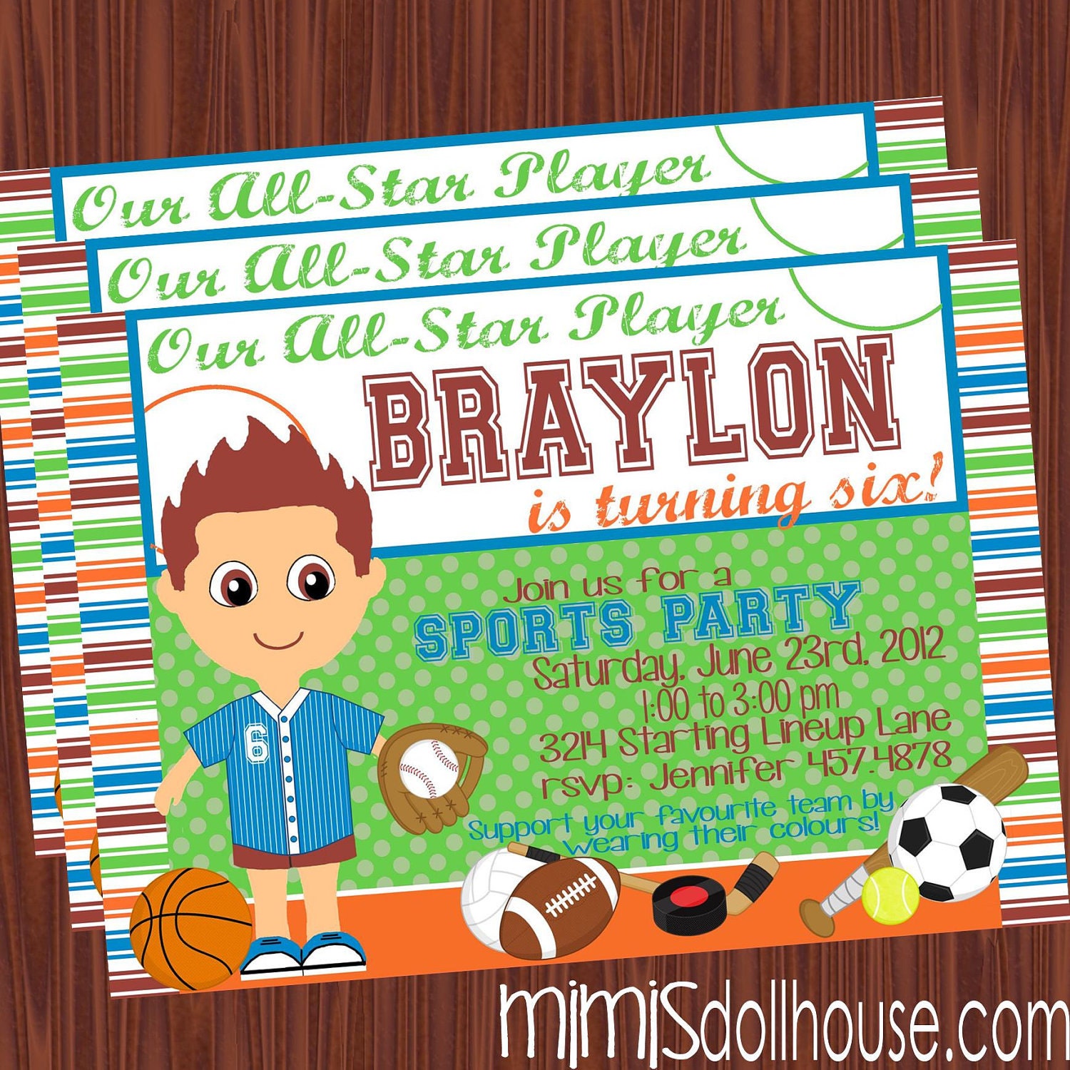 Sports Invitation- All-Star Sports Birthday Invitation PDF/JPEG Il_570xn