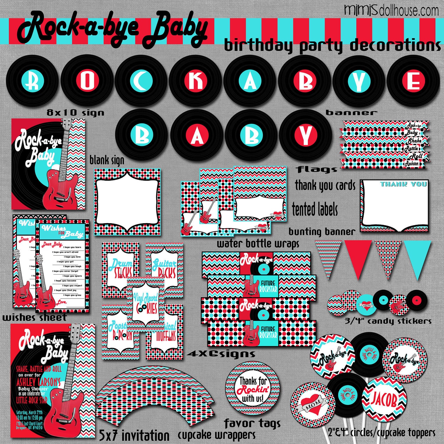 Rock and Roll Invitation- Rocker Baby Shower Invitation PDF/JPEG