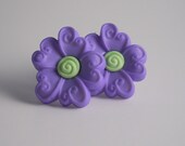 Purple and Green Flower Earrings