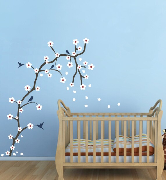 Flower Tree Branch Wall Decal Vinyl Birds Nursery Toddler Decor