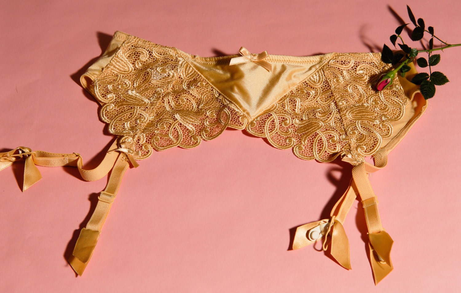 Yellow Vintage Swirl Garter Suspender Belt 26 by UpsideDownKisses