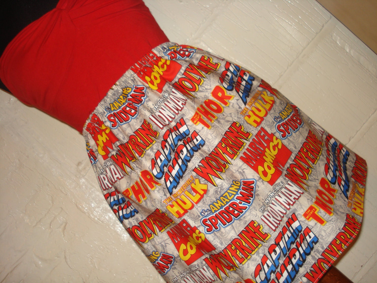 Marvel Logo  Mini Skirt with Captain America, Thor, Spiderman, Iron Man, Wolverine and Hulk-  High Waisted Ladies - Handmade & Ready to Ship