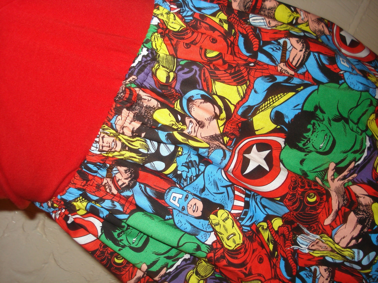 LAST ONE - Small Print Avengers Mini Skirt with Hulk, Captain America, Thor, Spiderman, Iron Man, Wolverine- High Waisted Ladies - Handmade