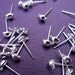 Silver Half Ball Post Earrings with Connector Loop, with Rubber Backs 25 prs