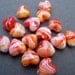 Lampwork Glass Heart Beads, Red, White Swirls 8 pcs