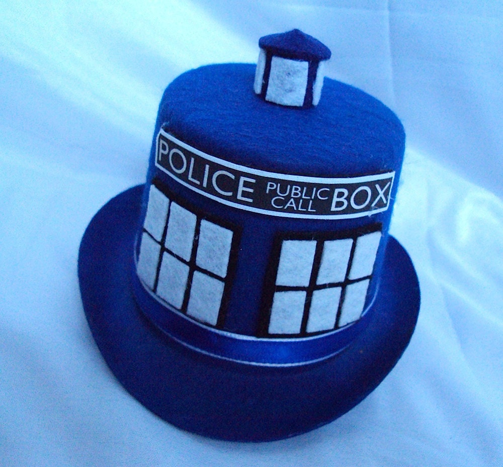 Doctor Who TARDIS inspired mini top hat in blue great for costume or cosplay