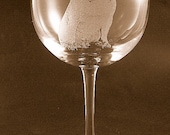 Etched Pug on Elegant Wine Glass (set of 2)