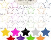 Star Frames and Solids  Set of 30 Embellishments/Elements  Can be used individually or layered - instant download