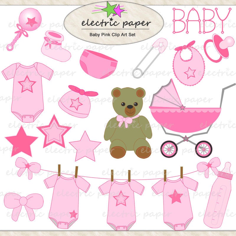 Baby Pink Star Clip Art Set - Instant Download