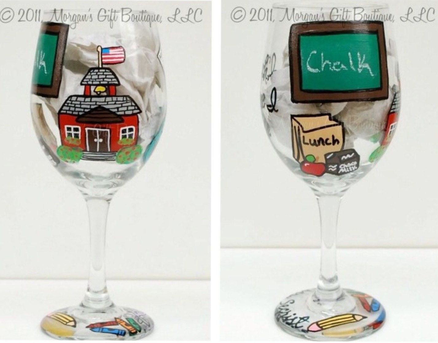 Teacher Hand Painted Wine Glass