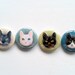 fashion pinback buttons - 1 inch diameter - "4 cats"