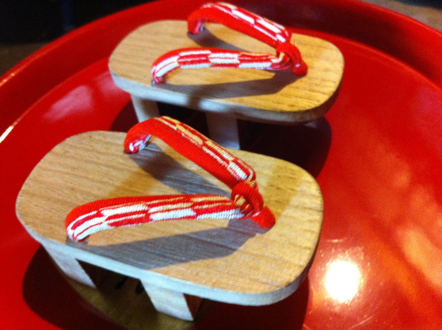 Miniature Japanese Wood Geta with kimono straps - sweet collectible souvenier