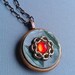 Vintage Button Necklace Cherry Red and Aqua