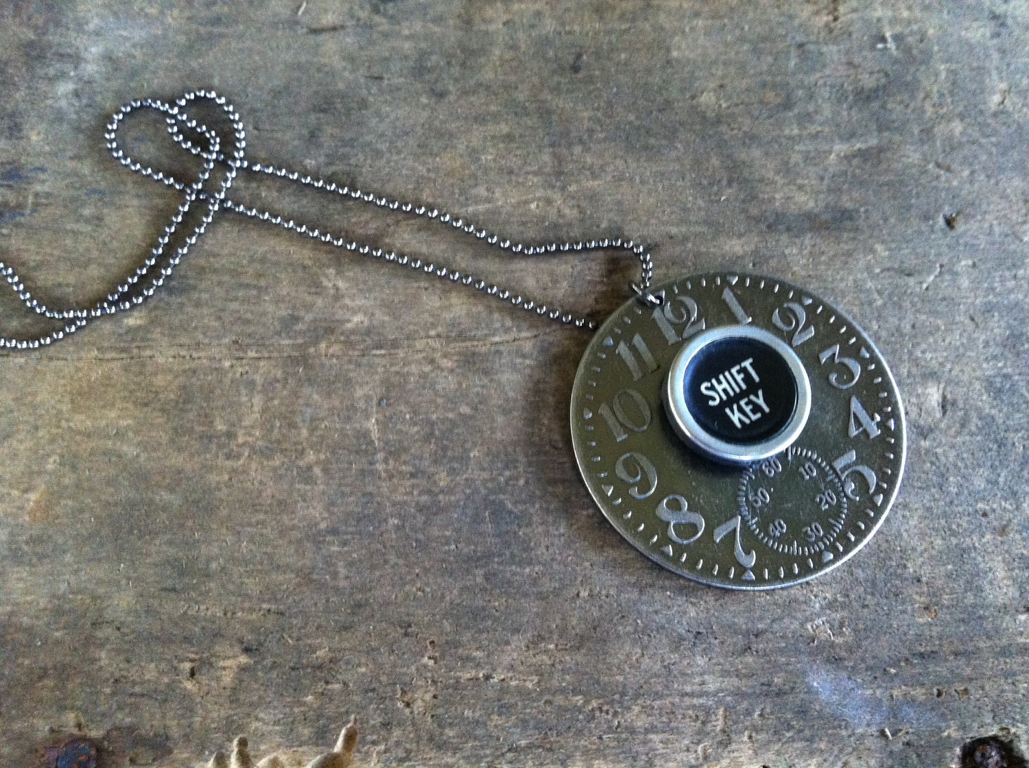 Typewriter Key and Clock Face "Shift" Unique Necklace