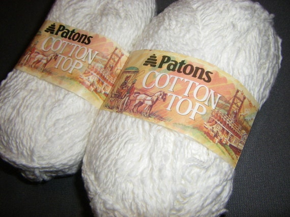 White Patons Cotton Top Vintage Yarn 2 skeins by plarnstar on Etsy