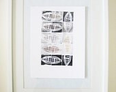 Spring Pods - Original drawing, ink and marker, fine art, black, white, beige, taupe, urban decor, tribal, abstract, wall art, 9x12