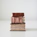 Miniature Library Collection, 3 handmade leather books, classic decor, quirky, book art, dark brown, bohemian decor, one of a kind, 1x1