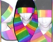 Rainbow Long Ears Bunny Hat - Colorful Antipill Fleece Anime Animal Cosplay Warm Rabbit Usagi Cute Kawaii Clothing Rave Dance Adult Teen