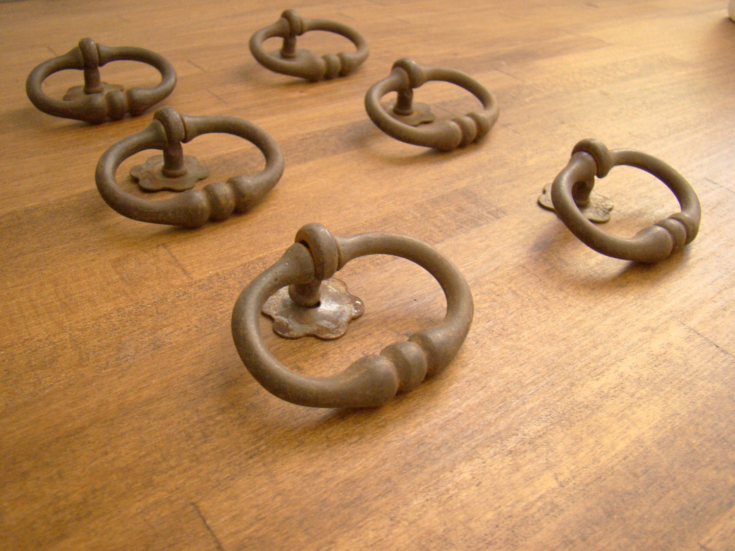metal furniture pulls vintage set of six