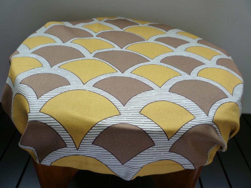 70's vintage mustard brown upholstery fabric