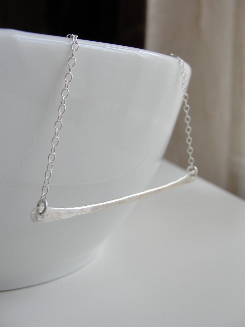 Long bar silver necklace - Simple sleek adjustable jewelry