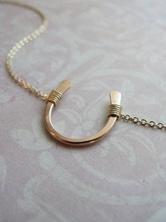 Lucky rose gold horseshoe necklace - petite gold horseshoe necklace