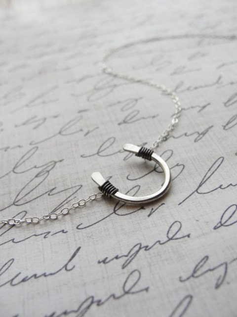 Lucky sterling silver horseshoe necklace - small silver horseshoe necklace - lucky horseshoe