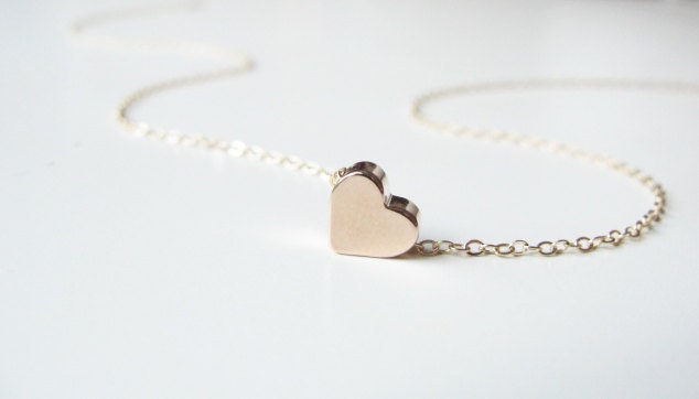 Rose gold heart necklace - gold necklace with heart in rose gold