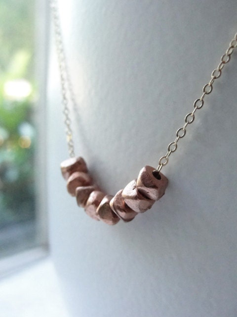Rose gold nugget necklace - rose gold chunk necklace - chunky rose gold necklace