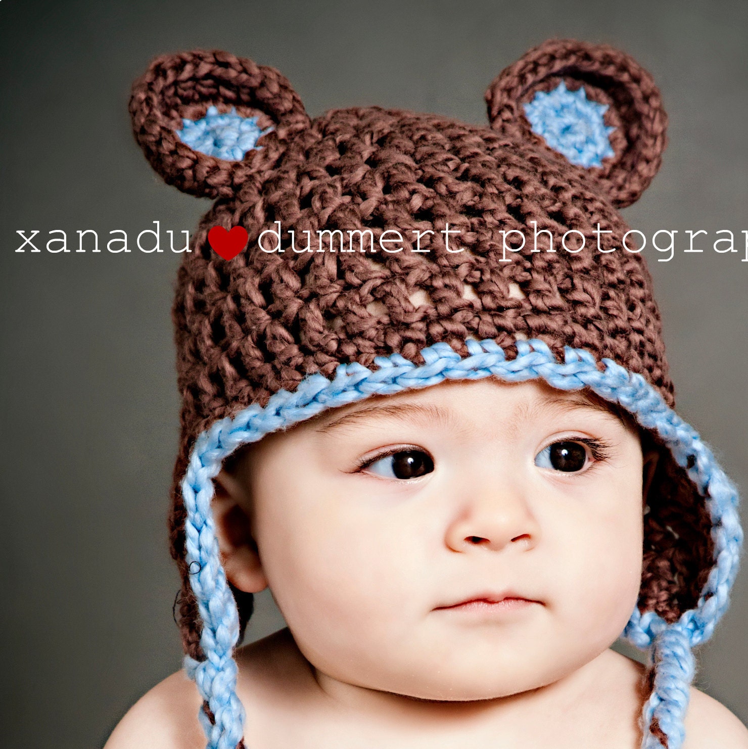 Crocheted Bear Baby Hat Ear Flaps