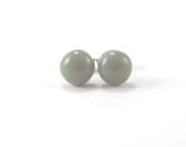 Deco gray small fused glass stud earrings with surgical steel earring posts
