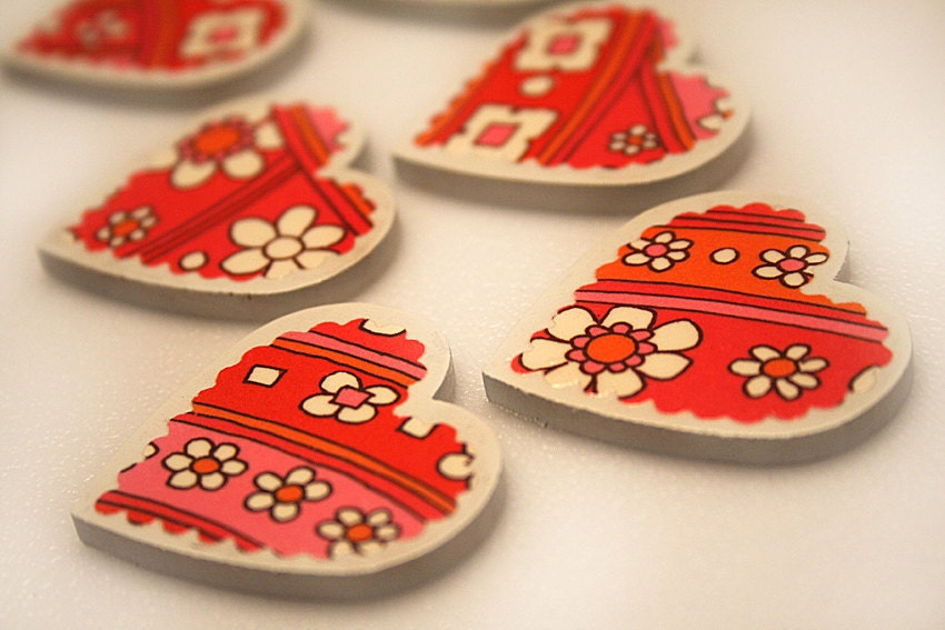 Heart Magnets or Push Pins - Flower Trails