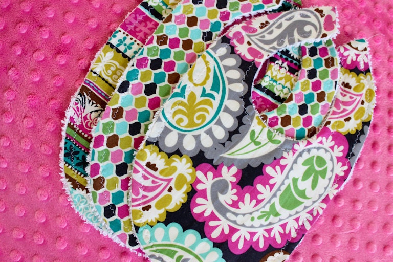 Baby Girl bib set / The Josie Bib : Set of Three on White Bubble Dot Minky / Newborn bib / ModernBib / BabyBib