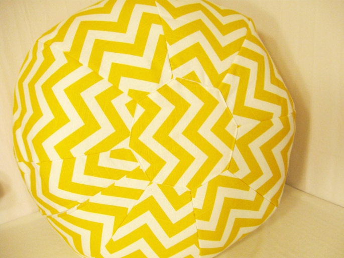 Large Yellow Chevron Print Floor Pouf