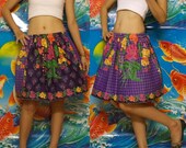 My Cute Mini Skirt - Thai Batik Dark Purple and Purple - Cotton, Free size.